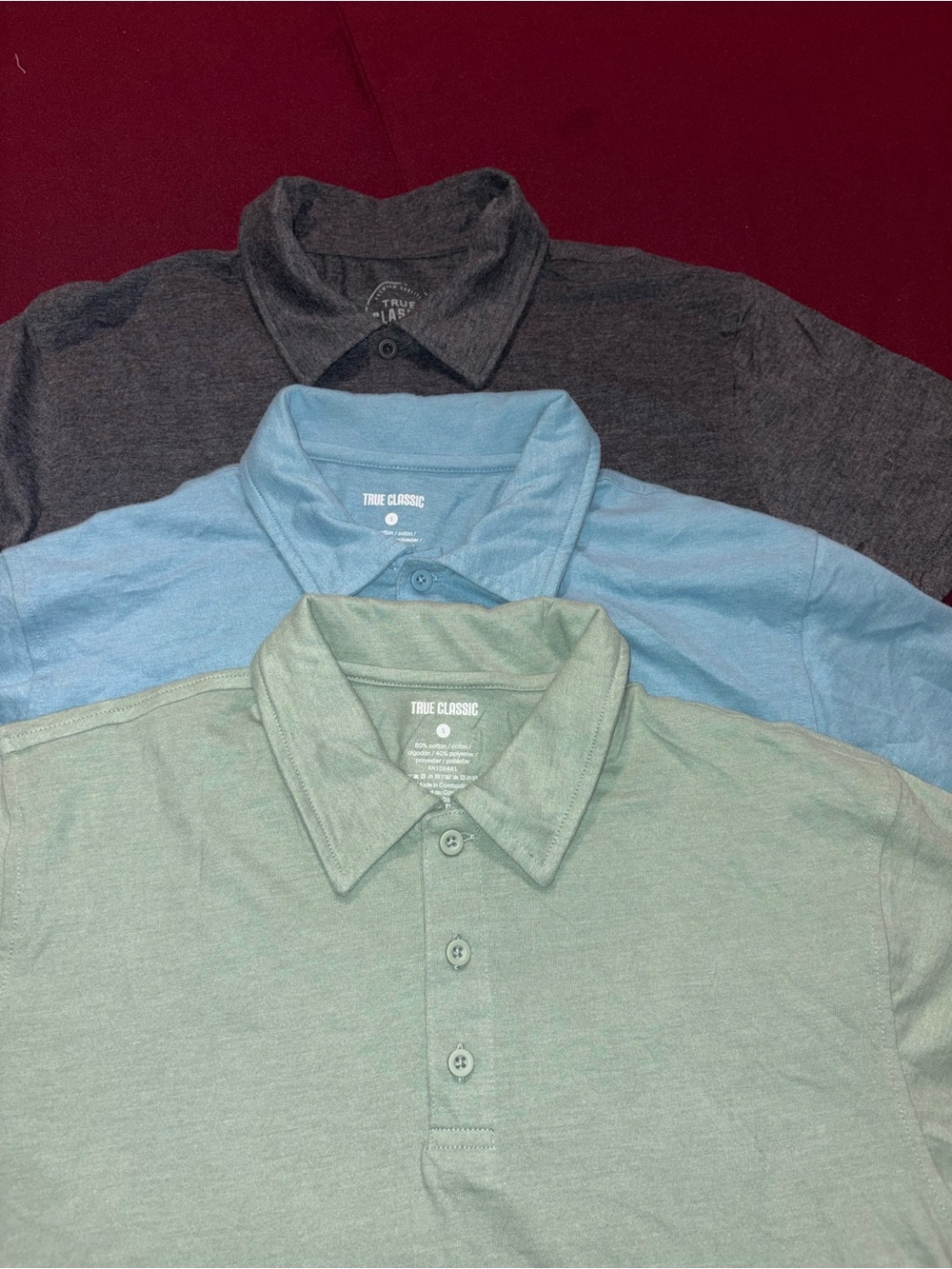 True Classic Polo Shirt - mint Green, Light Blue, Charcoal (3-Pack) size Small